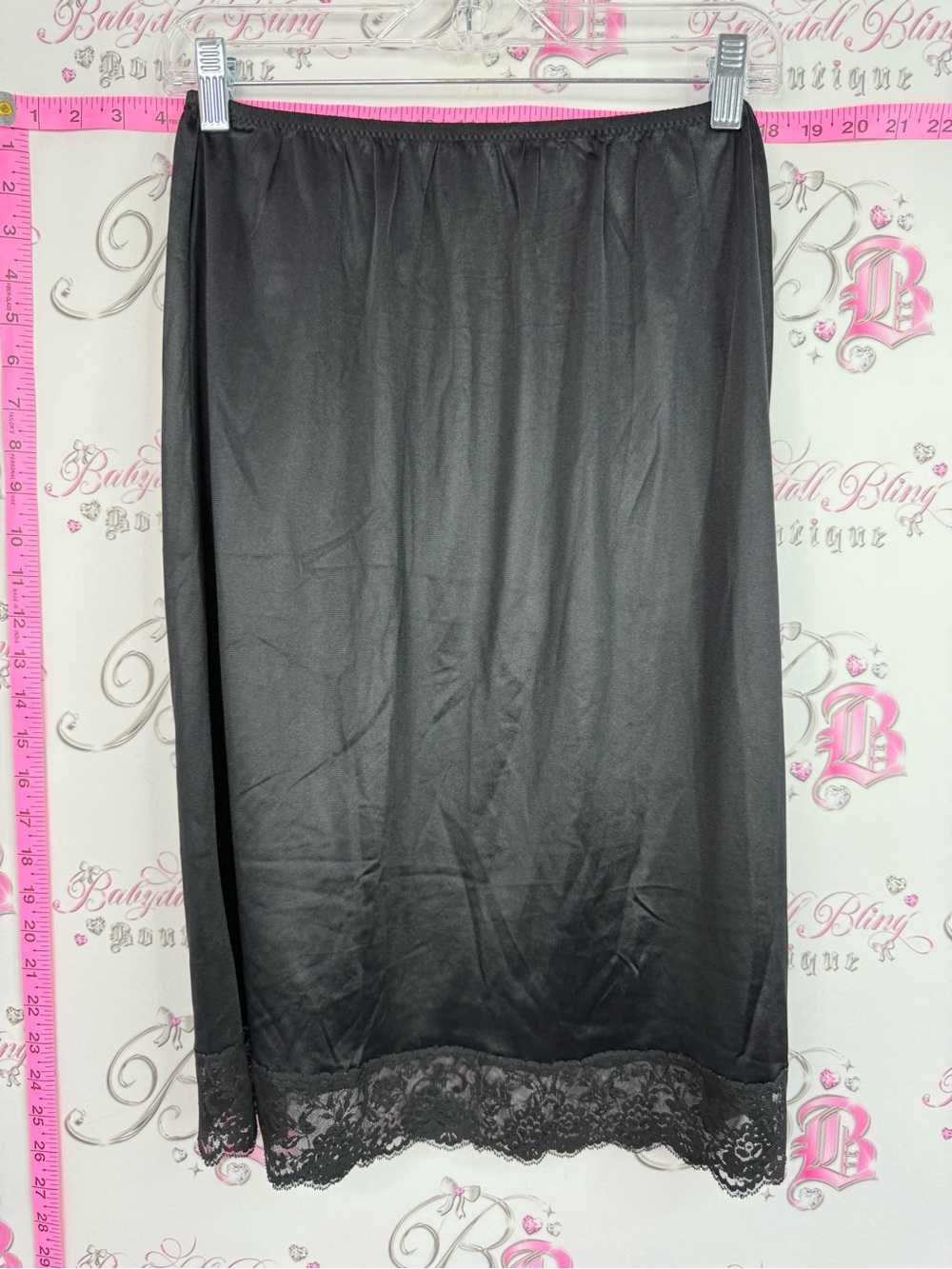 French maid skirt Black Lace-Hem Midi Slip Skirt - Women